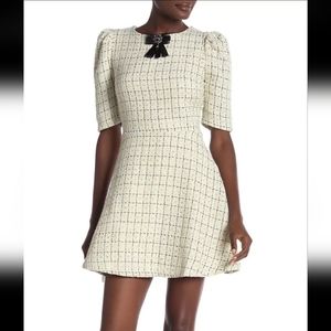 Just Me Women's 3/4 Sleeve Tweed Dress